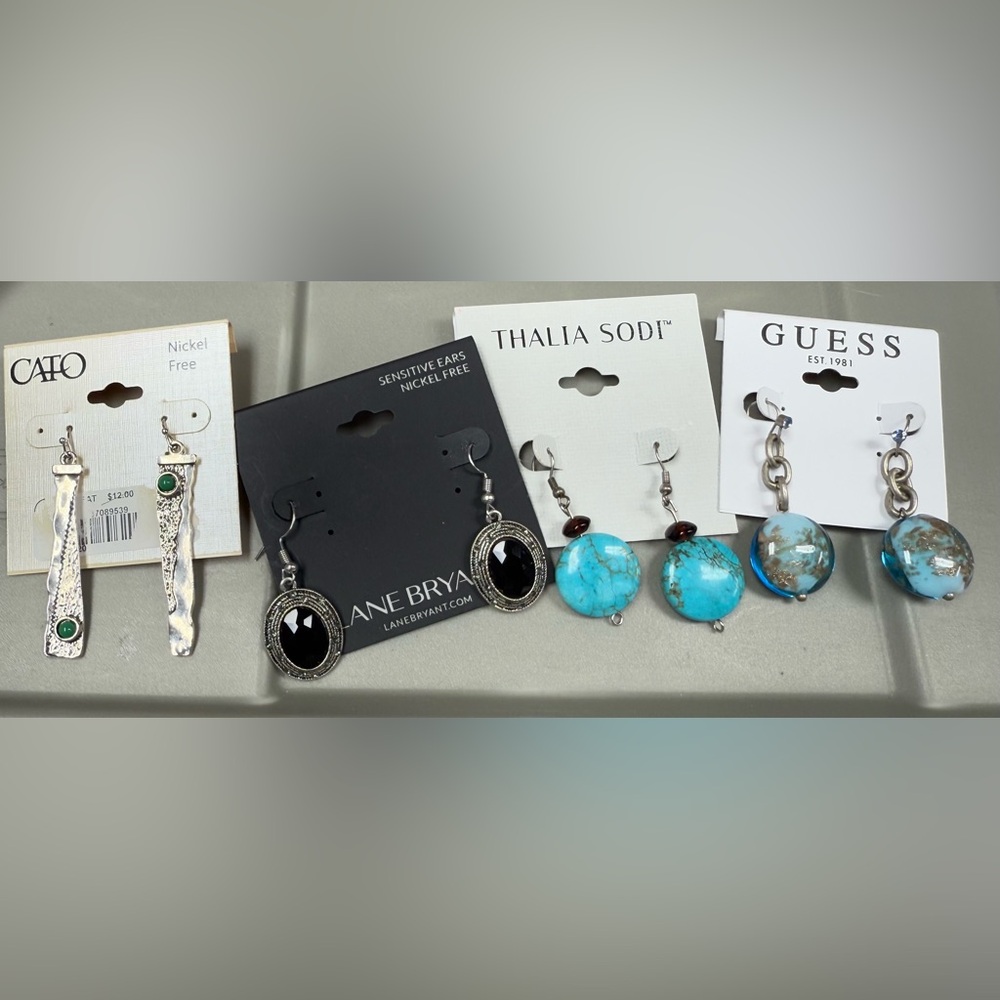 Namebrand fashion jewelry pierced earrings bundle Turquoise Beads Silvertone $60